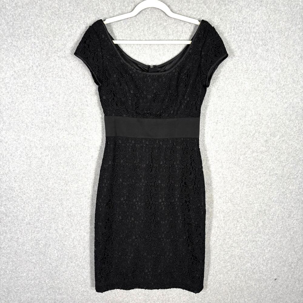 WHBM Lace Pencil Dress 4 Black Zipper Coquette Feminine Romantic Whimsigoth 90s